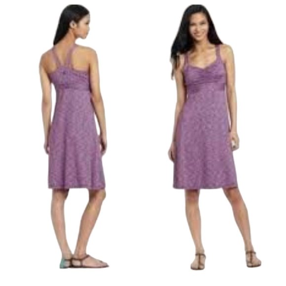 Prana Dresses & Skirts - Prana Amaya Purple Space Dye Tank Dress Racerback Built In Bra Large Stretch